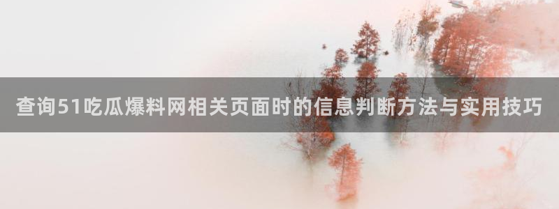17吃瓜爆料：查询51吃瓜爆料网相关页面时的信息判断方法与实用技巧